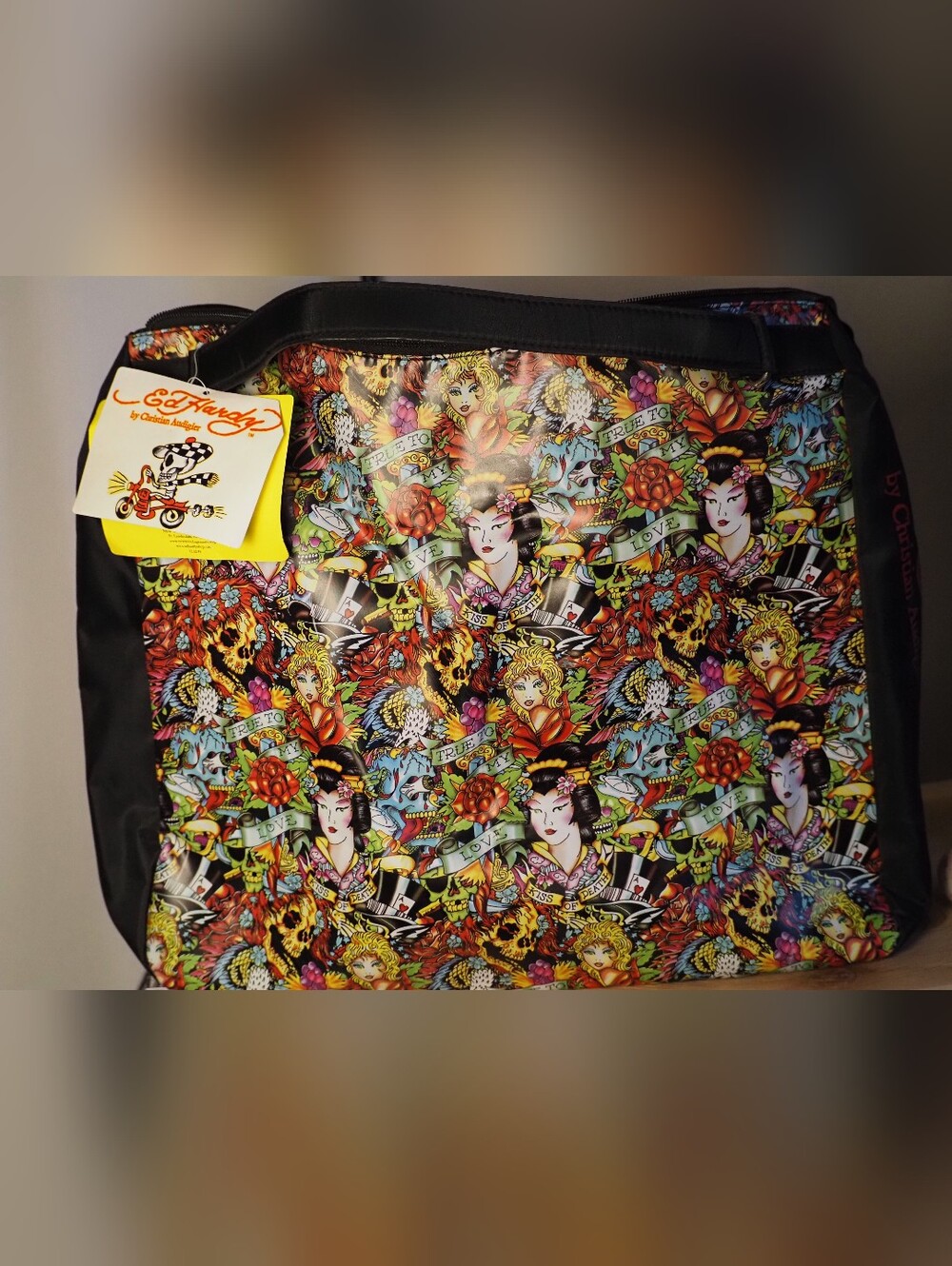 Ed Hardy Geisha & Tattoo Print Tote - Multicolor